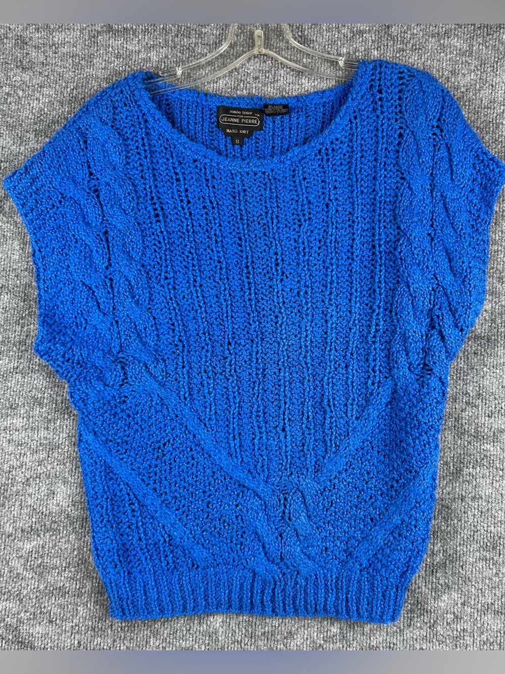 Jeanne Pierre Vintage Hand Knit Sweater Top Cobalt Blue S